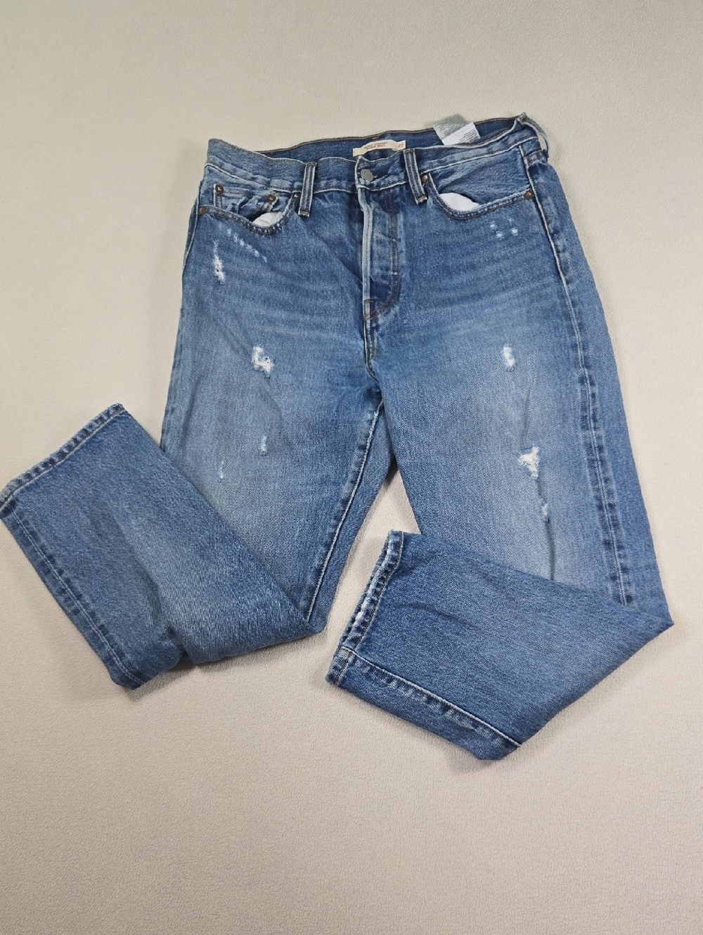 Levi's Straight Fit Blue Distressed Jeans